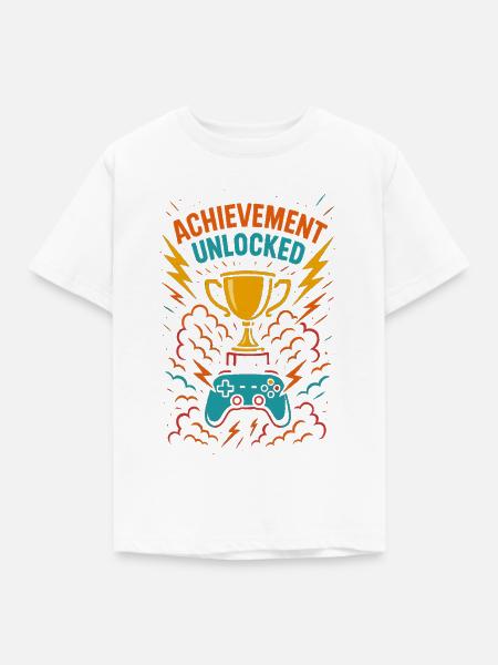 Gamer Achievement, Zocker Trophäe Geschenk - Kinder T-Shirt - Weiß