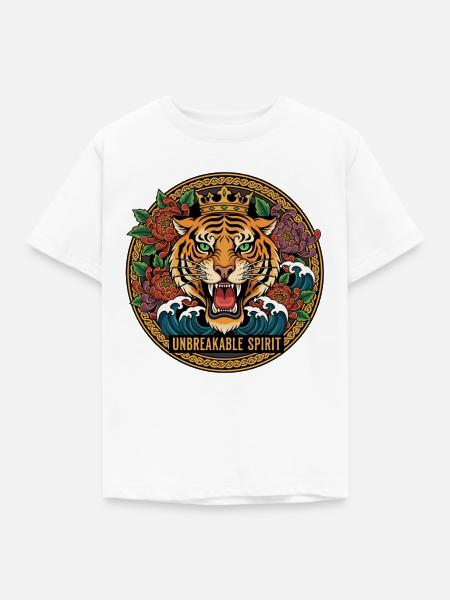 Tiger Tattoo Unbreakable Spirit - Kinder T-Shirt - Weiß
