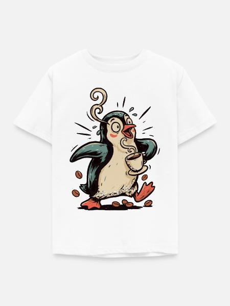Pinguin Kaffeeliebhaber Koffein Kaffee - Kinder T-Shirt - Weiß