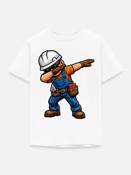 Dabbing Maurer – Lustiges Handwerker Motiv - Kinder T-Shirt - Weiß