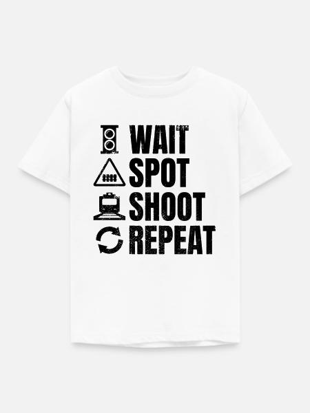 Warten Fotografieren Wiederholen - Kinder T-Shirt - Weiß