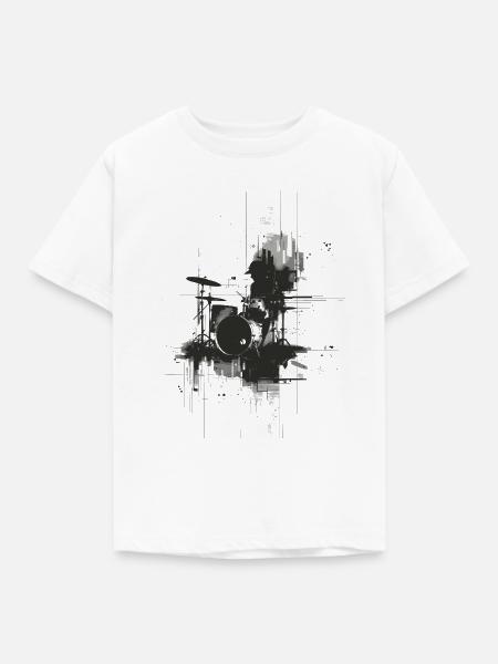 Drumkit Zeichnung - Kinder T-Shirt - Weiß