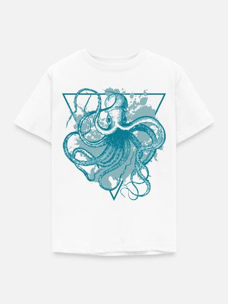 Oktopus Tintenfisch Krake - Kinder T-Shirt - Weiß
