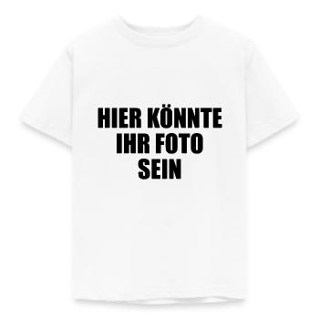 Hier könnte ihr Foto Geschenk selber gestalten - Kinder T-Shirt - Weiß - Vorne - AI Model Kid Male (0cm)