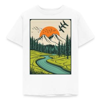 Paysage nature forêt - T-shirt Enfant - blanc - Devant - AI Model Kid Male (0cm)