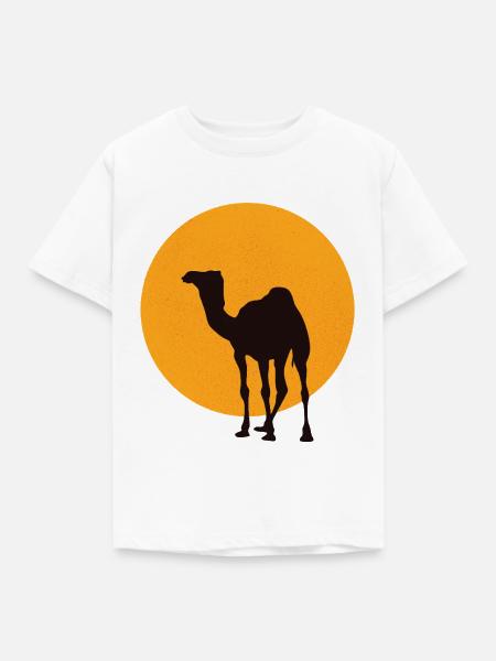 Dromedar Kamel Silhouette - Kinder T-Shirt - Weiß