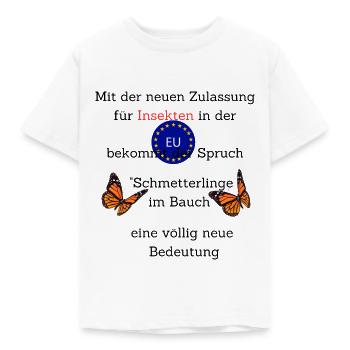 Schmetterlinge im Bauch und die EU - Kinder T-Shirt - Weiß - Vorne - AI Model Kid Male (0cm)