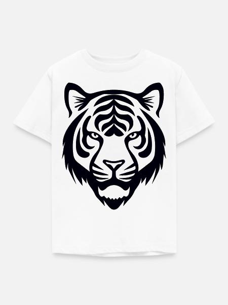 Felin Dschungel-Tigerkopf - Kinder T-Shirt - Weiß