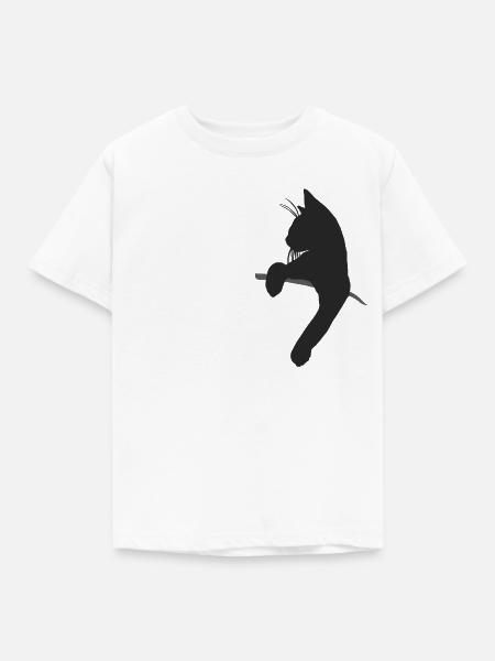 Witzige Katze in Tasche - Kinder T-Shirt - Weiß