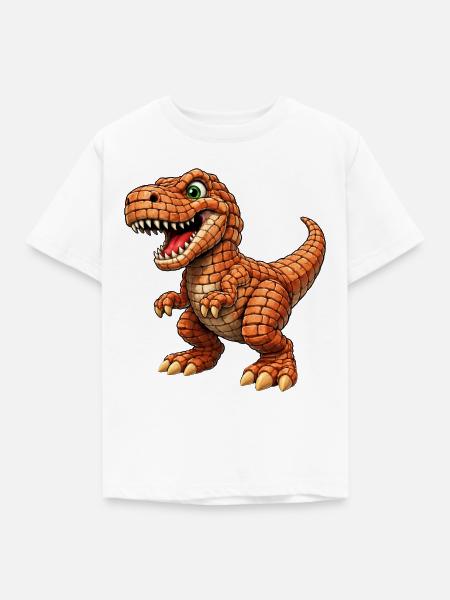 T-Rex mit orange Schuppen - Kinder T-Shirt - Weiß