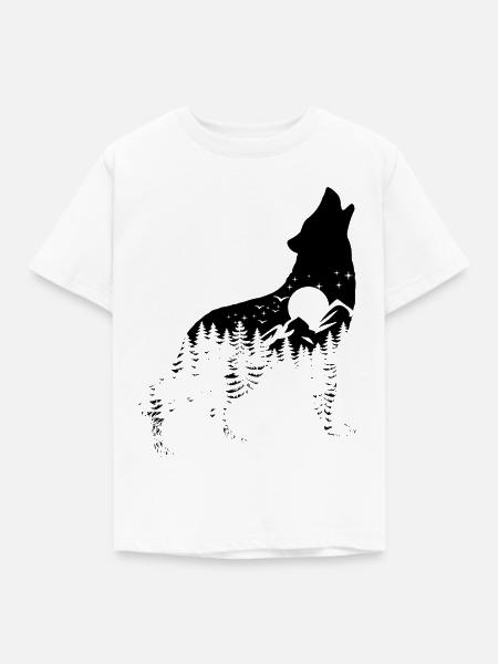 Wolf Silhouette - Artenschutz - Lebensraum - Kinder T-Shirt - Weiß