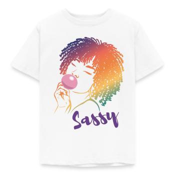 Sassy Chic with Afro Charm - Kids' T-Shirt - white - Front - AI Model Kid Male (0cm)