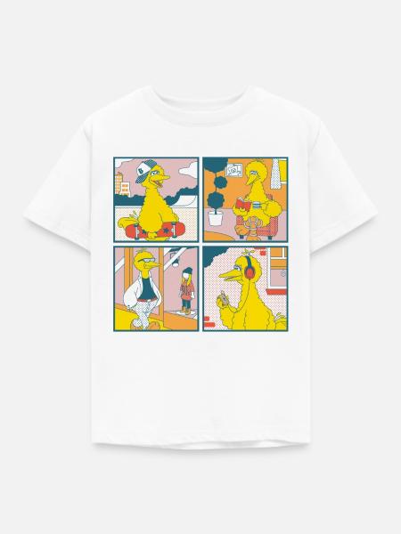 Sesamstraße Bibo Comic Kacheln - Kinder T-Shirt - Weiß