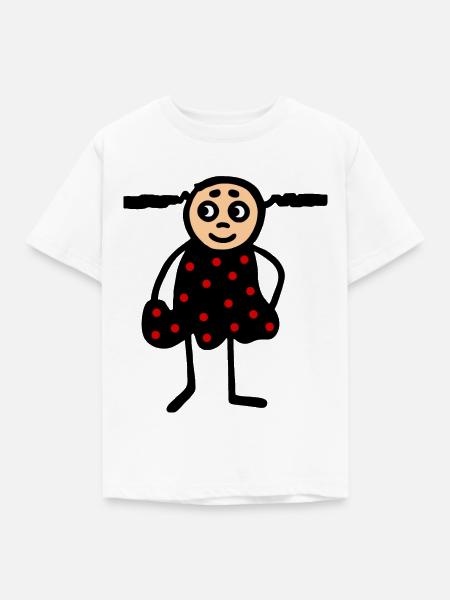 Kinder - Mädchen im Punktekleid - Kinder T-Shirt - Weiß