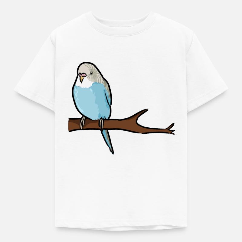Douce perruche sur la branche - T-shirt Enfant - blanc