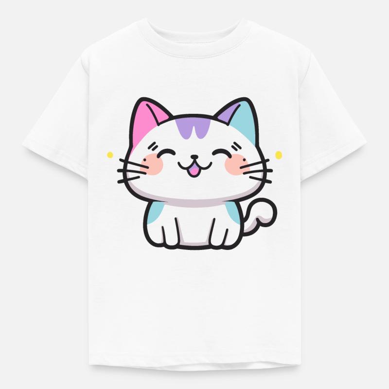 Søt katt - T-skjorte for barn - hvit