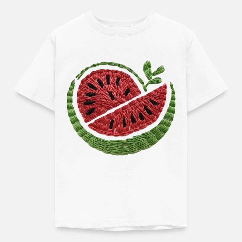 Pastèque brodée - T-shirt Enfant - blanc