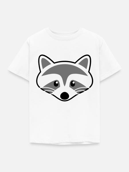 Süßer Waschbär Kopf - Kinder T-Shirt - Weiß