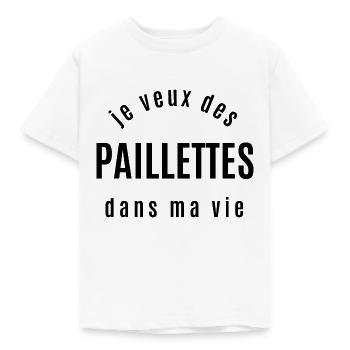je veux des paillettes dans ma vie - T-shirt Enfant - blanc - Devant - AI Model Kid Male (0cm)