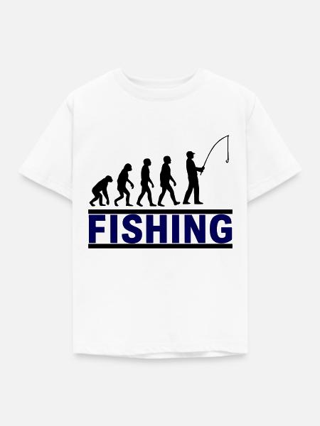 Angeln Evolution Fisherman - Kinder T-Shirt - Weiß