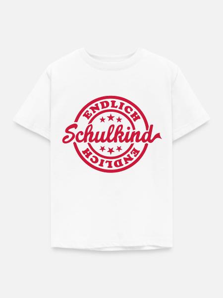 Endlich Schulkind (Stempel) - Kinder T-Shirt - Weiß