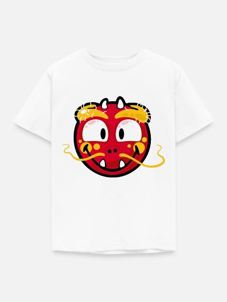 Smiley Dragon - Kinder T-Shirt - Weiß