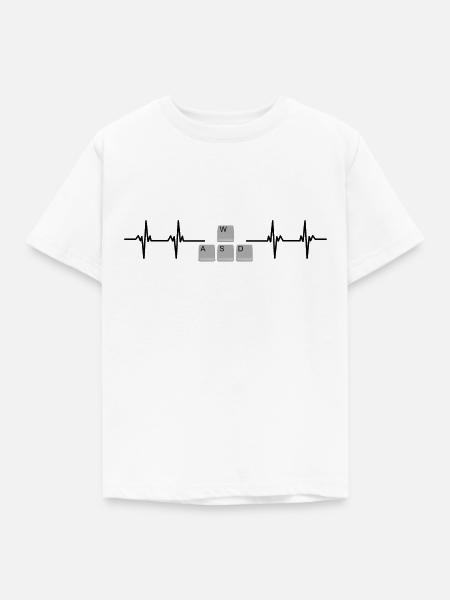 Heartbeat - WASD - Der Zocker - Kinder T-Shirt - Weiß