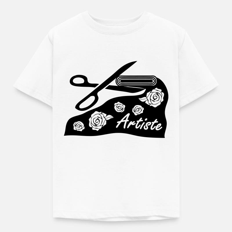 With fabric and scissors for art project - Kids' T-Shirt - white