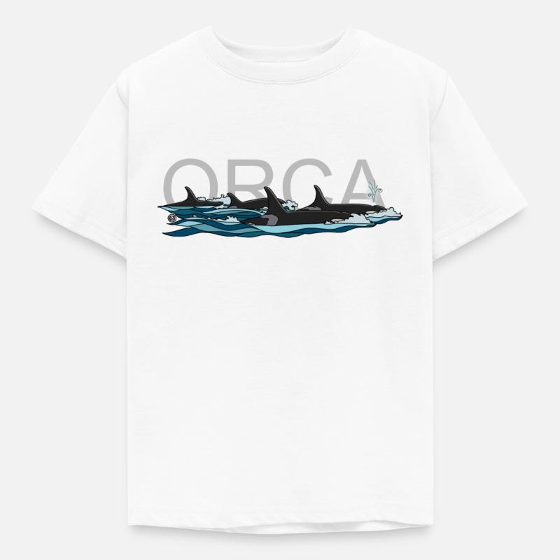 Orca mit Text - Kinder T-Shirt - Weiß