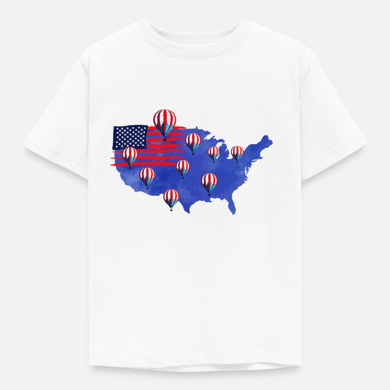 Drapeau de montgolfière de l’Amérique - T-shirt Enfant - blanc