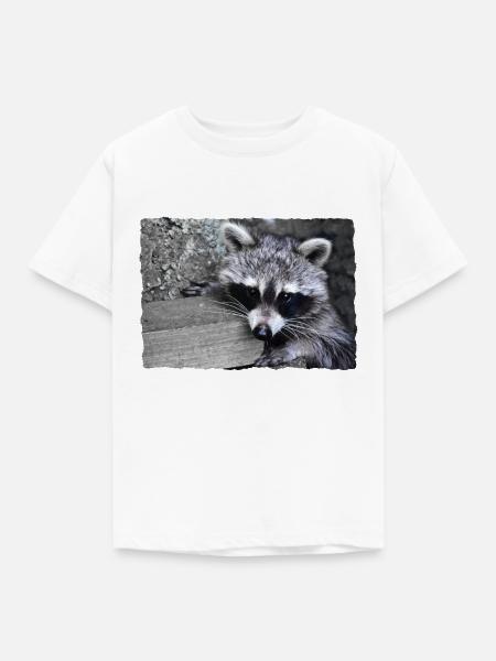 Niedlicher Waschbär - Kinder T-Shirt - Weiß
