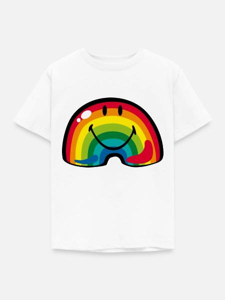 Smiley Rainbow - Kinder T-Shirt - Weiß