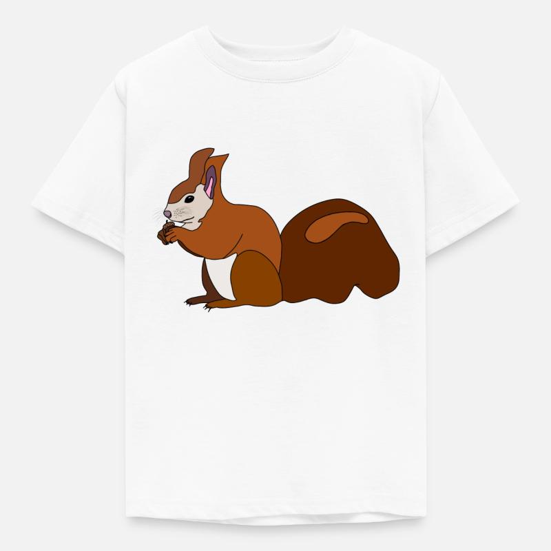 Eichhörnchen mit Nuss - Kinder T-Shirt - Weiß