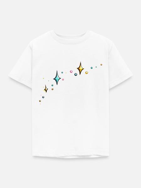 Glitzer Glitzersterne bunt - Kinder T-Shirt - Weiß