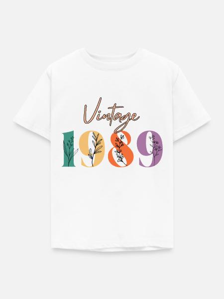 Jahrgang 1989 Blumen - Kinder T-Shirt - Weiß