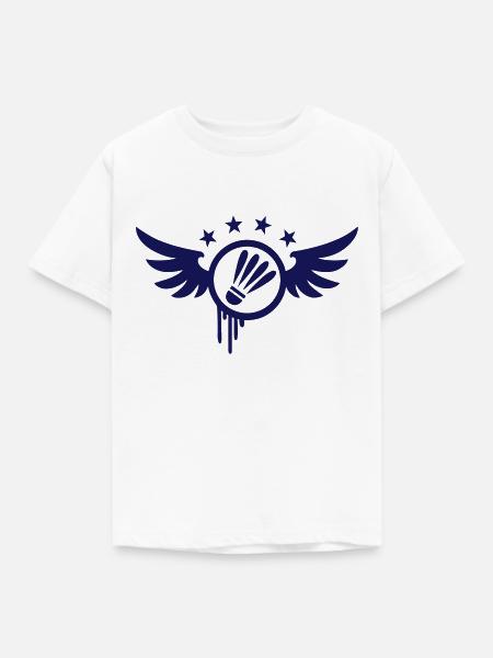 Badminton Emblem (Flügel) 01 - Kinder T-Shirt - Weiß