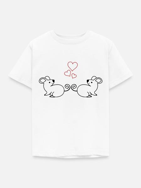 Mäuse Verliebt - Kinder T-Shirt - Weiß