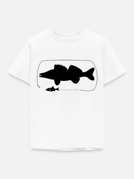Zander mit Naturköder - Kinder T-Shirt - Weiß