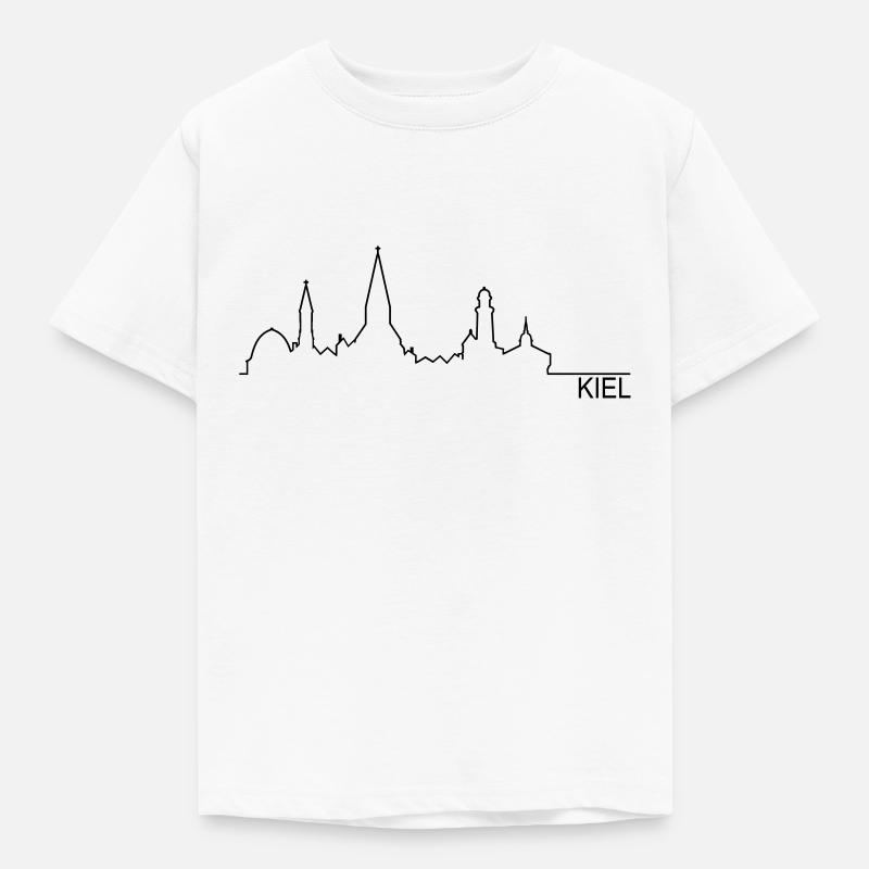 Skyline Kiel Silhouette Name - Kinder T-Shirt - Weiß