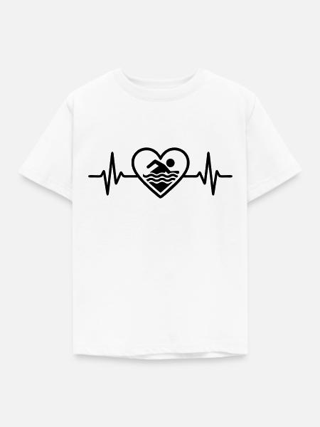 Schwimmen Herz im Wasser - Kinder T-Shirt - Weiß