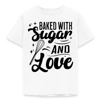 Zucker und Liebe Süßes Backen - Kinder T-Shirt - Weiß - Vorne - AI Model Kid Male (0cm)