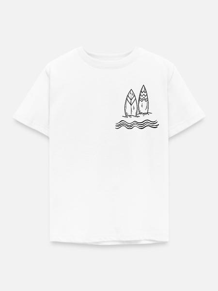 Surfboard & Waves - Kinder T-Shirt - Weiß