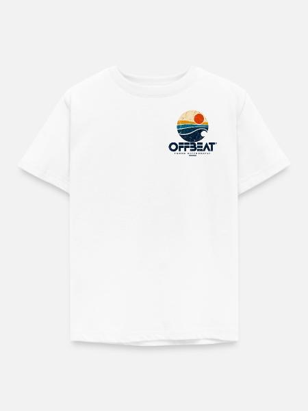 OFFBEAT – Retro Surf Logo - Kinder T-Shirt - Weiß