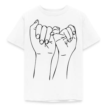 kleinen Finger halten - Kinder T-Shirt - Weiß - Vorne - AI Model Kid Male (0cm)