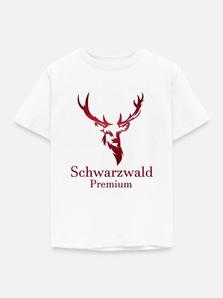 Schwarzwald Premium Hirsch Motiv Hoodie - T-Shirt - Kinder T-Shirt - Weiß