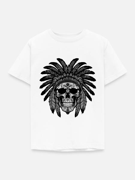 Apache Totenkopf Indianer Häuptling - Kinder T-Shirt - Weiß