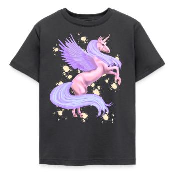 Licorne enchanteresse rose et violette - T-shirt Enfant - charbon - Devant - AI Model Kid Female (0cm)