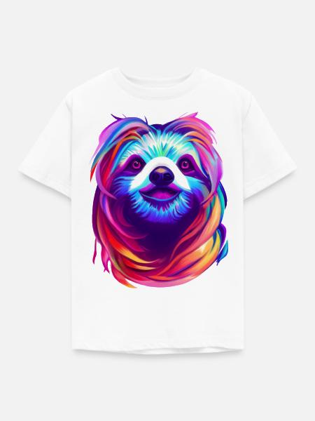 Faultier Bunt - Kinder T-Shirt - Weiß