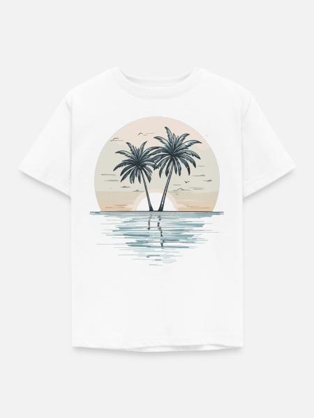 Sunset Palm Beach - Kinder T-Shirt - Weiß