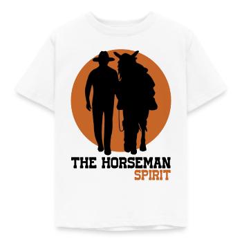 Silhouette Cowboy Cheval | Horseman Spirit (Noir) - T-shirt Enfant - blanc - Devant - AI Model Kid Male (0cm)
